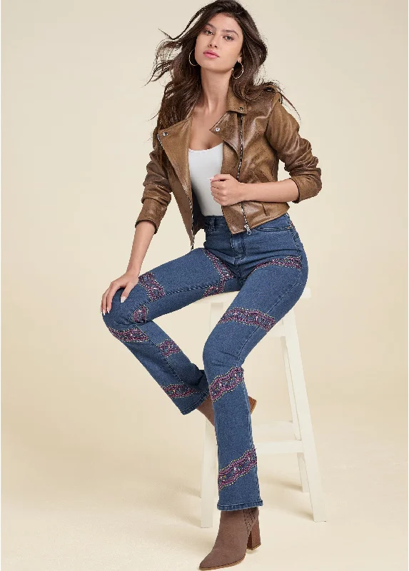 Embellished Bootcut Jeans - Medium Wash Dapper Women's Bow - adorned