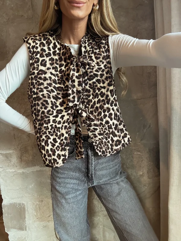 Leopard Padded Vest European