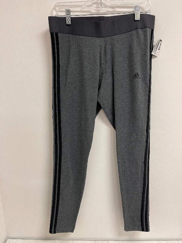 Athletic Leggings By Adidas In Grey, Size: L Trendy Women's 