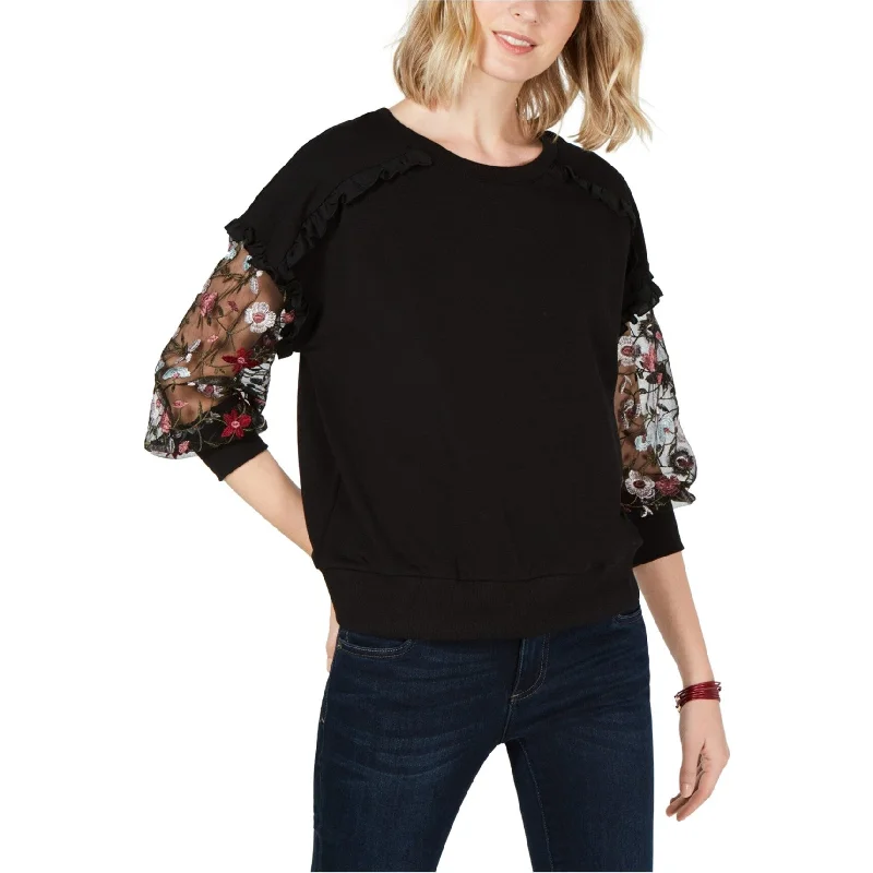 CeCe Womens Floral Accent Sweatshirt, Black, X-Large Women