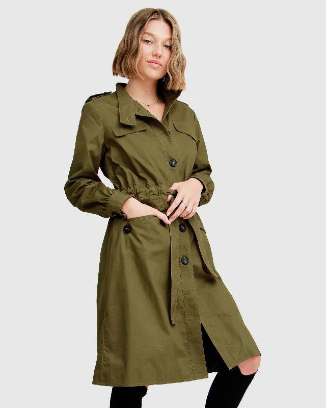 Carlisle Button Front Trench Coat - Military Traditional Women's 