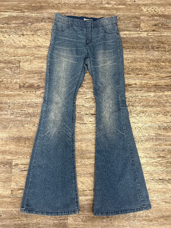 Jeans Flared By Free People In Blue Denim, Size: 10 Classic Women's Pin - striped