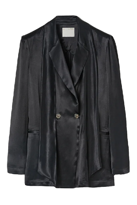 Double-breasted Satin Blazer Sophisticated Women's Tailored