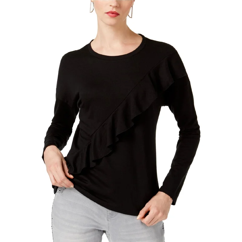 I-N-C Womens Ruffled Sweatshirt, Black, Large Elegant Women's Formal 