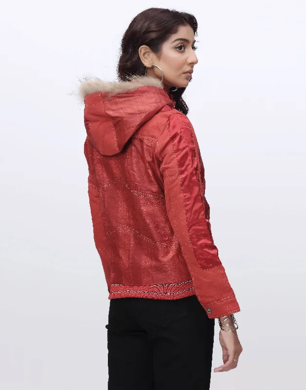 Solid Women Jacket Full Sleeves in Orange Cozy Women's Winter