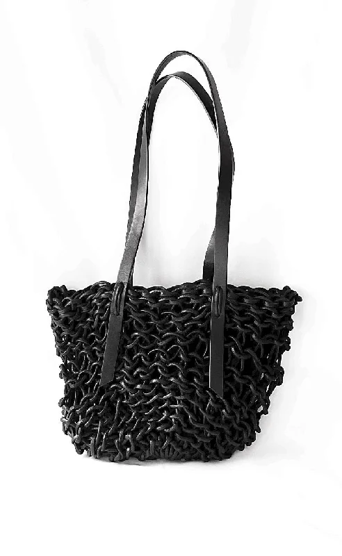Vittoria Woven Shoulder Bag, Black Vintage Women's 1970S 