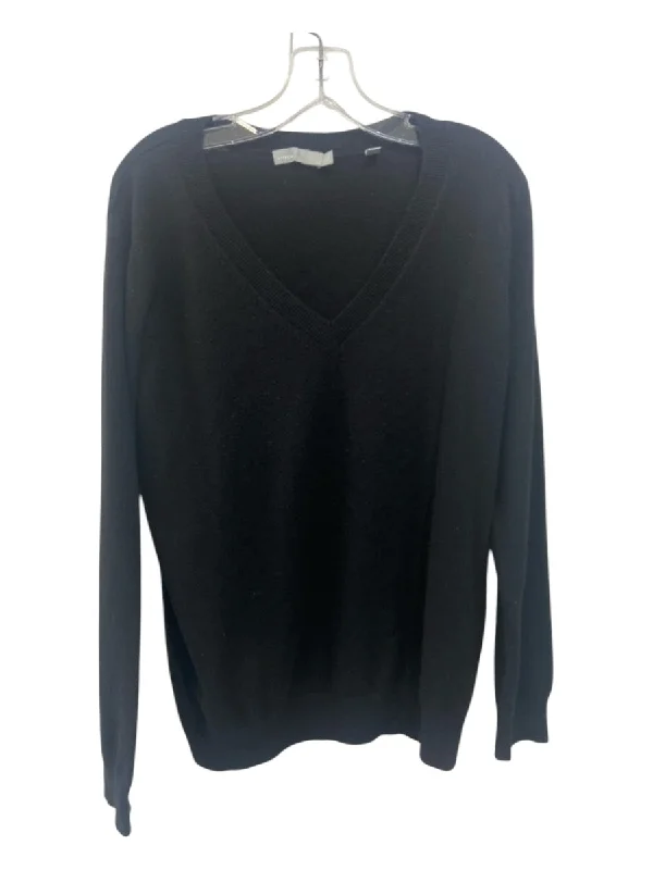 Vince Size M Black Cashmere V Neck Long Sleeve Top Contemporary 