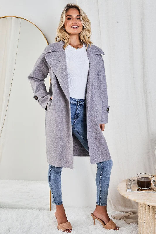 Fireplace Coat - Grey Elegant Women's 