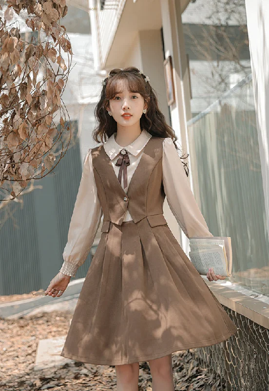 Journalist Waist Coat Dress (Brown) Refined Women's Velvet