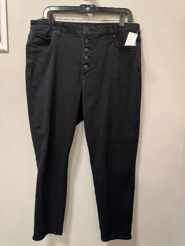 Jeans Straight By Kut In Black Denim, Size: 14 Street