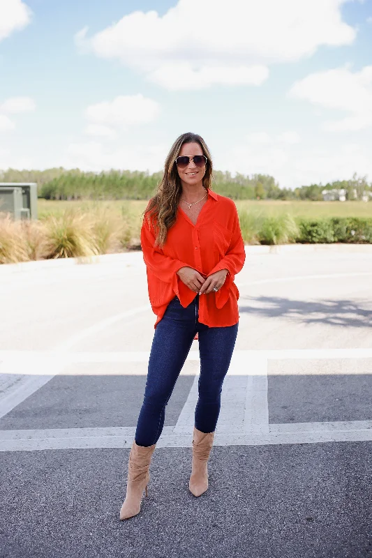 Not So Subtle Button Down Top Sleek Women's Metallic