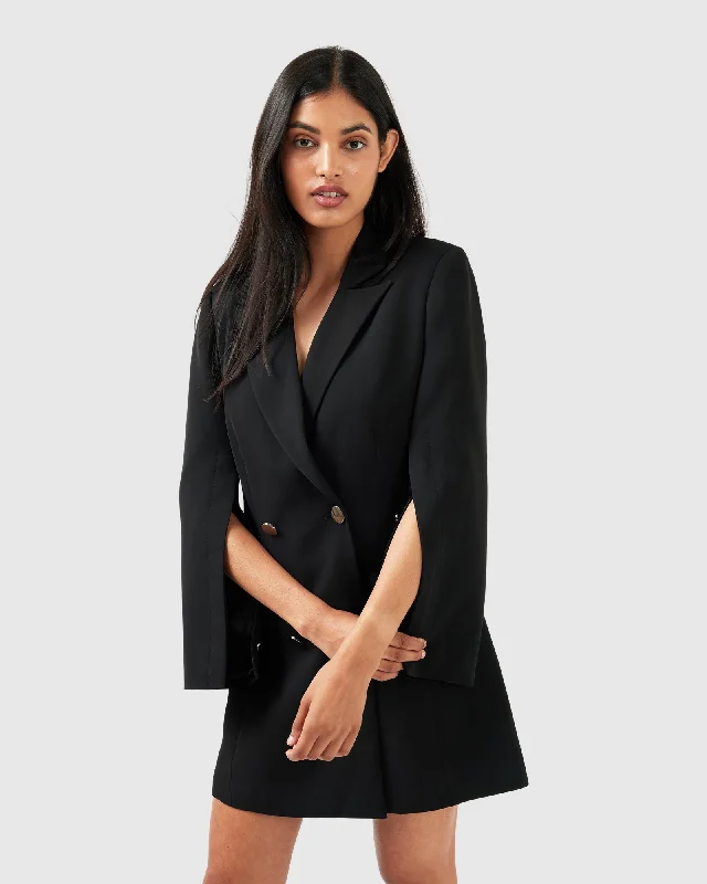 Diamond Heart Blazer Dress - Black Traditional Women's 