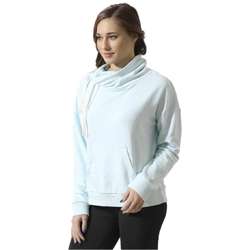 Reebok Womens TE Marble Cowl Sweatshirt, Blue, Small Elegant Women's 