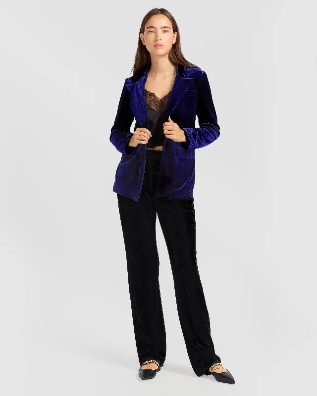 Eternity Velvet Blazer - Royal Blue Youthful Women's Pop