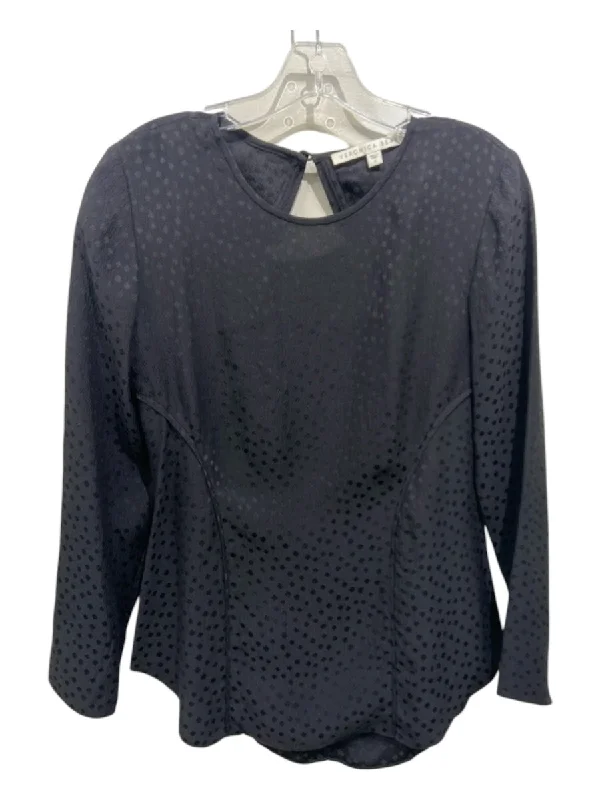 Veronica Beard Size 2 Black Print Silk Polka Dots Back Keyhole Long Sleeve Top Casual Women's Japanese 