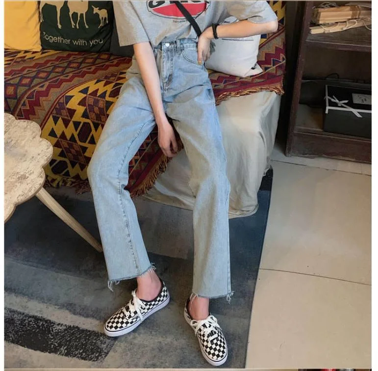 KittenAlarm - High Waist Retro Classic Blue Long Jeans Pants Vintage Women's 1970S 