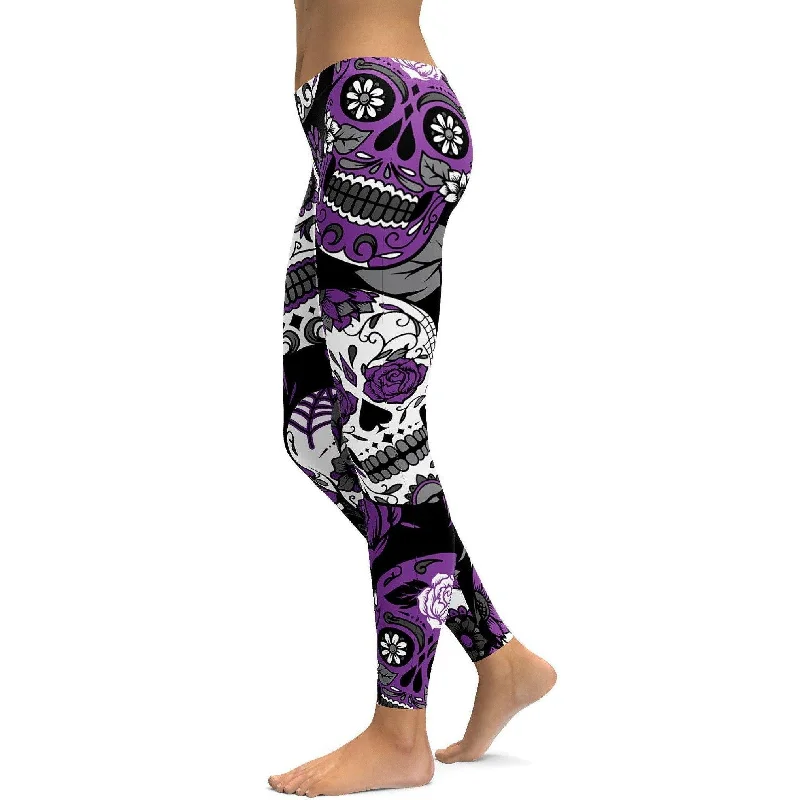 Purple Sugar Skull Leggings Cashmere