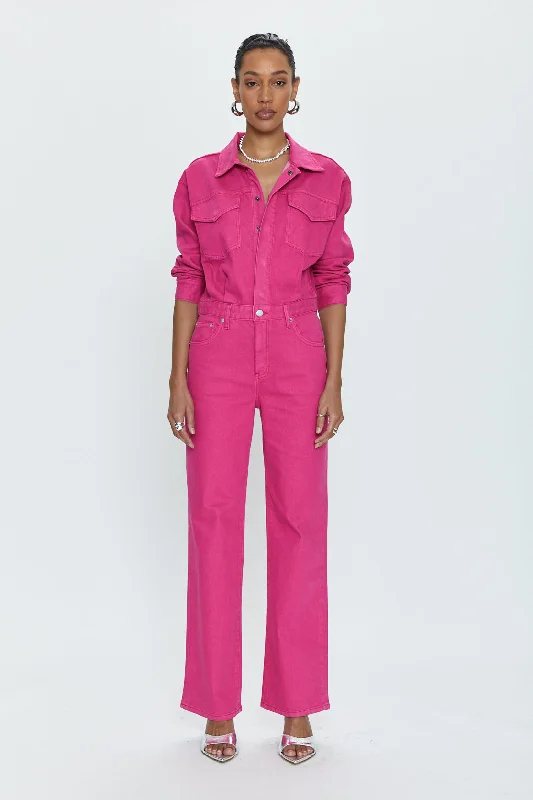 Nikkie Long Sleeve Jumpsuit - Pink Garnet Dynamic Women's Moto