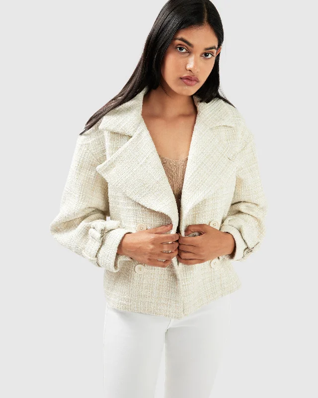 Power Over Me Tweed Jacket - Beige Marle Sophisticated Women's 