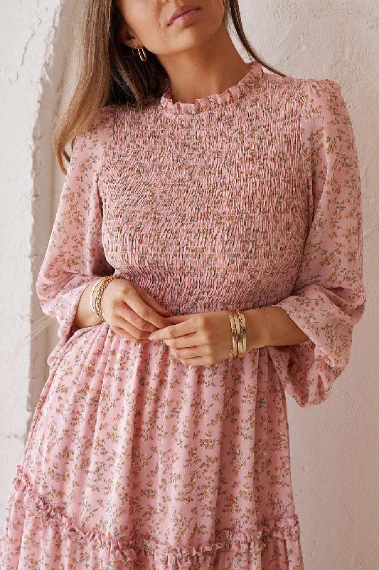 Juniper Shirred Dress - Blush Sleek Women's 