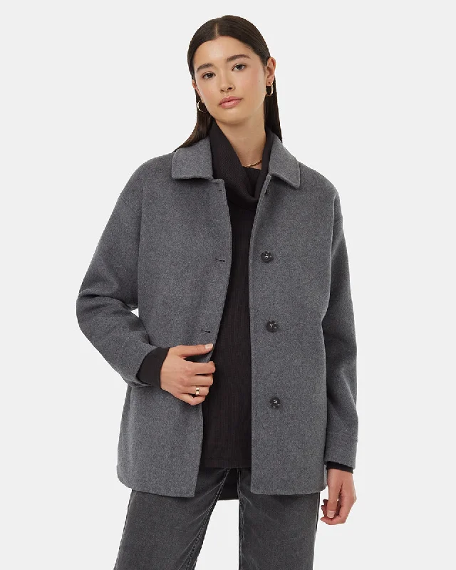 Wool Button Front Coat Youthful Women's Anime - inspired