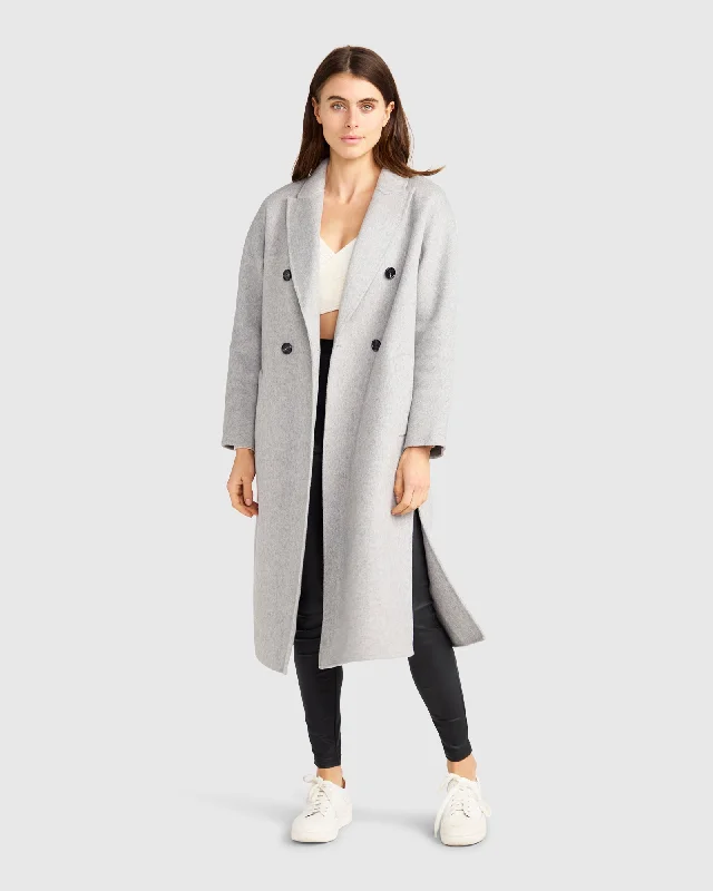 Guestlist Oversized Double Breasted Coat - Grey Marle Sustainable Organic