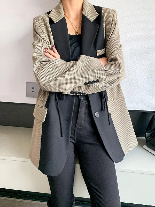 Dark Academia Double Color Blazer Monochromatic All - in - one