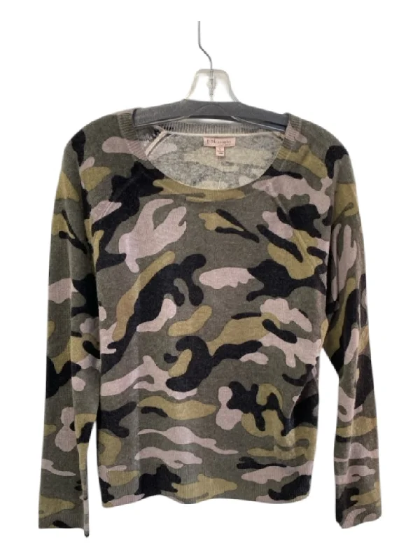 Philosophy Size Large Green, black & beige Cashmere Long Sleeve Crew Neck Top Practical Women's Quick - dry