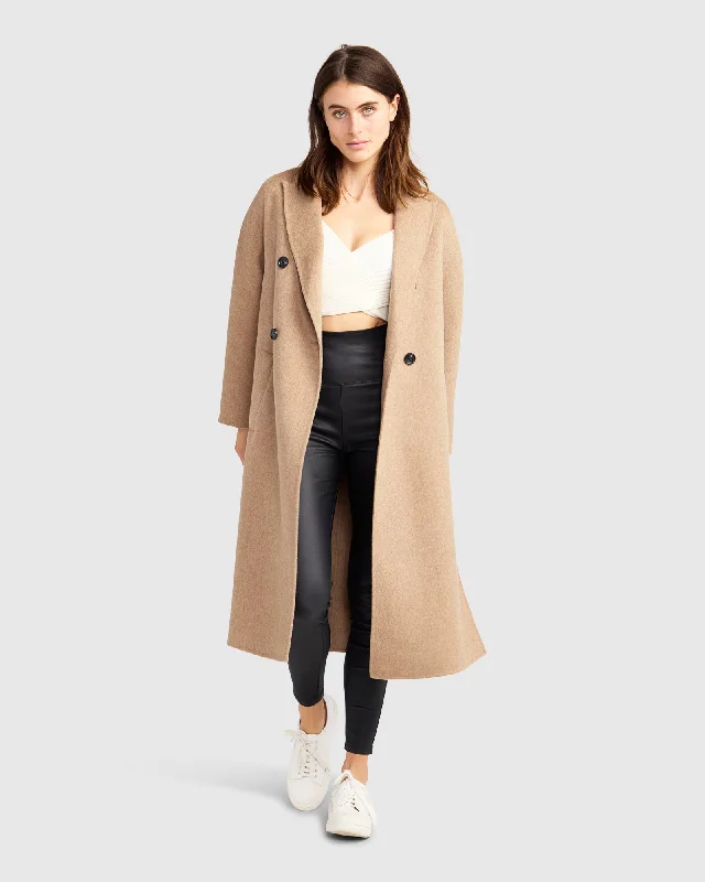 Guestlist Oversized Double Breasted Coat - Oat European