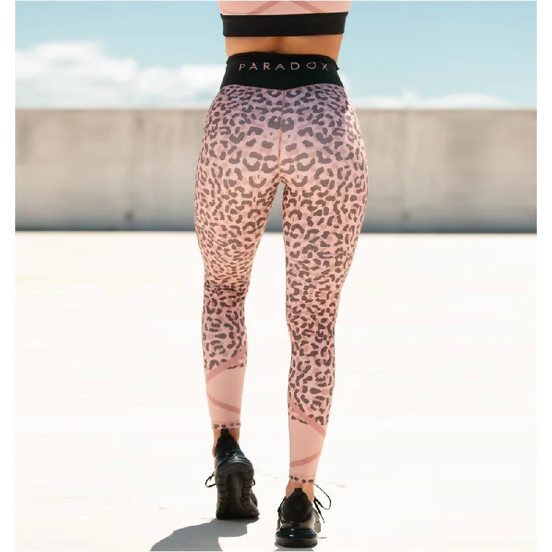 Rose Pink Animal Print Tights Relaxed Women's Beachy