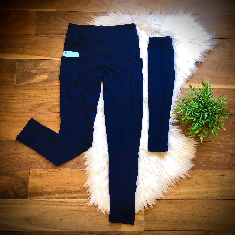 Navy Blue Mommy & Me Pocket Leggings Disco