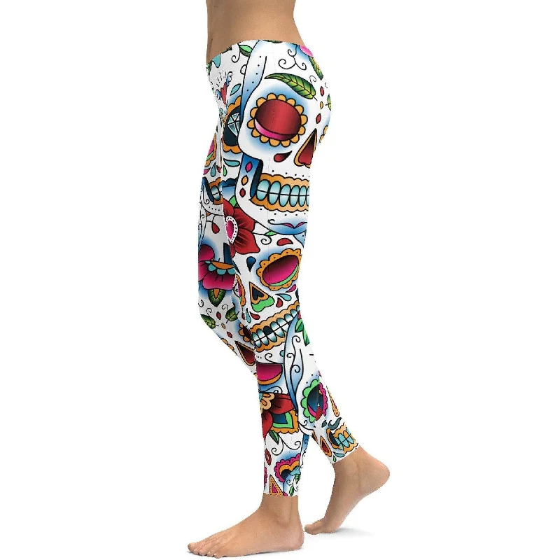 Colorful Dead - Sugar Skull Leggings Feminine Women's Soft 
