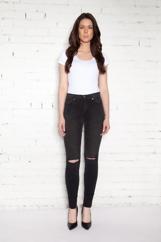 1550BK (Skinny Jeans With Rips) 30% OFF Casual Women's Loose - fitting