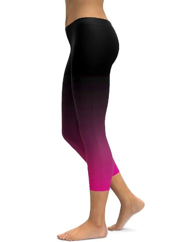 Ombre Black to Pink Capris Traditional Women's 
