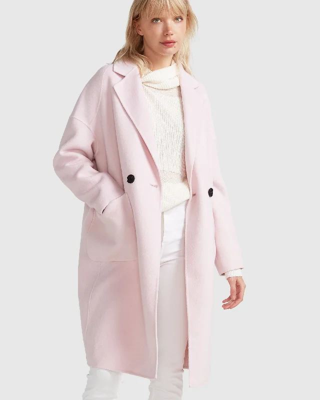 Publisher Double-Breasted Wool Blend Coat - Pale Pink Feminine Women's Soft 