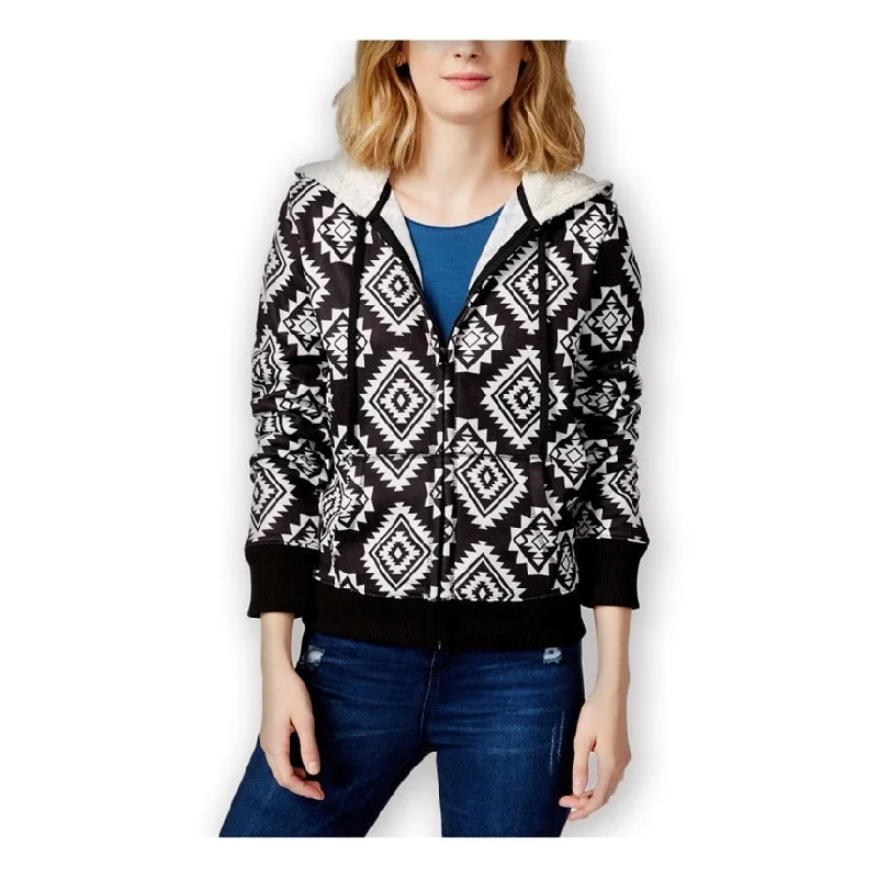 Almost Famous Womens Faux-Shera-Trim Hoodie Sweatshirt Cozy Women's Winter