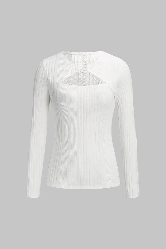 Cut Out Long-Sleeve Top Stylish Women's Neon