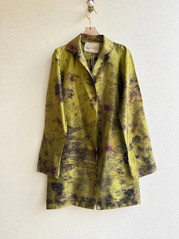 Citrus/Lime Eco-Printed Long Duster (Reworked) Dynamic Women's High - energy
