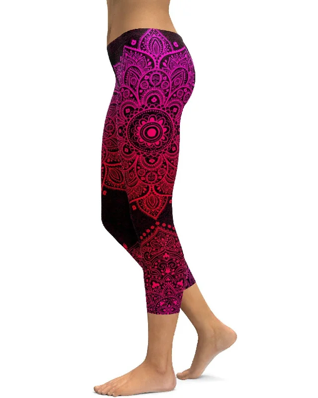 Pink Mandala Capris Unique Women's Upcycled