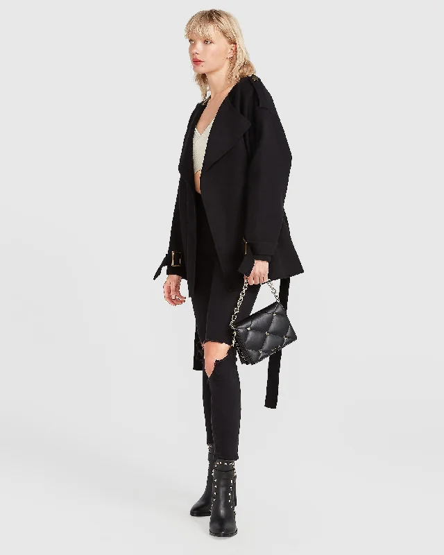 Let Me Go Collarless Coat - Black Athletic Women's High - 