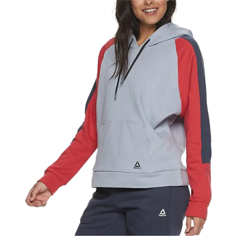 Reebok Womens Color Block Hoodie Sweatshirt, Blue, Large Laid - back Women's Vibe