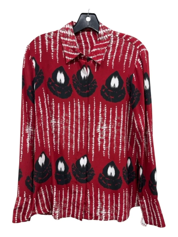 Altuzarra Size 36/S Red, White, & Black Silk Button Up Long Sleeve Abstract Top Modern Women's Altuzarra Size 36/S Red, White, & Black Silk Button Up Long Sleeve Abstract Top Modern Women's