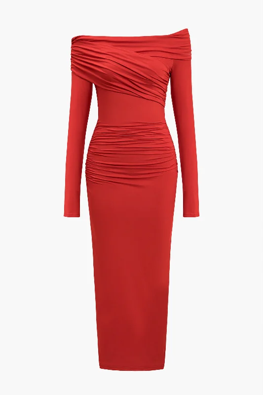 Crossed Long Sleeve Midi Dress Contemporary 