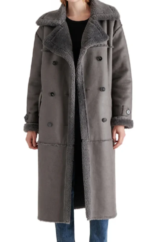 Eiffel Coat Grey Peacoat by Steve Madden Streetwear Style for 