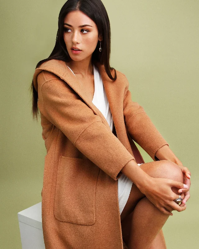Walk This Way Wool Blend Oversized Coat - Camel Refined Women's Classic 