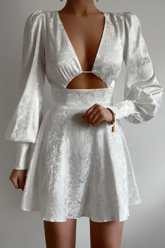 Rosalie Mini Dress - White Laid - back Women's Style