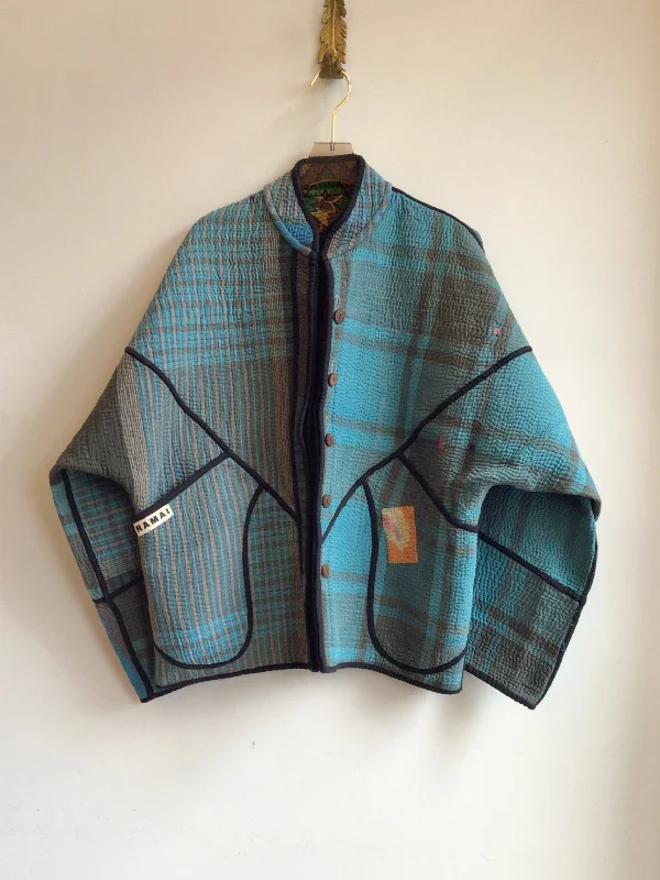 Reversible Ladhiya Quilted Jacket in Colors Green, Orange, Brown & Sky Blue, Brown, Orange Modern Women's Tech