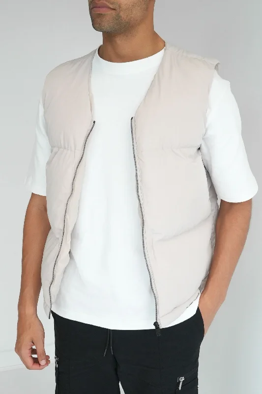Cropped Puffer Gilet - Stone Hip Women's Retro