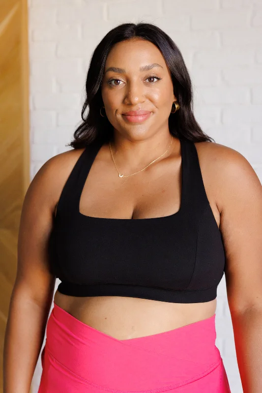 Working Out My Ego Cross Back Sports Bra in Black European