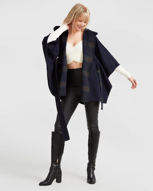 Jackson Landing Wool Blend Cape Coat - French Navy Practical Women's Quick - dry